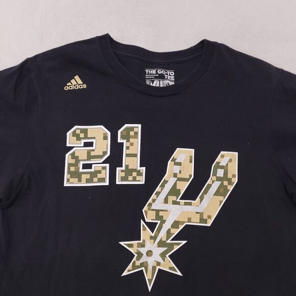 Adidas Antonio Spurts #21 Duncan Casual T-Shirt Adult Mens Size M Black - Picture 1 of 11
